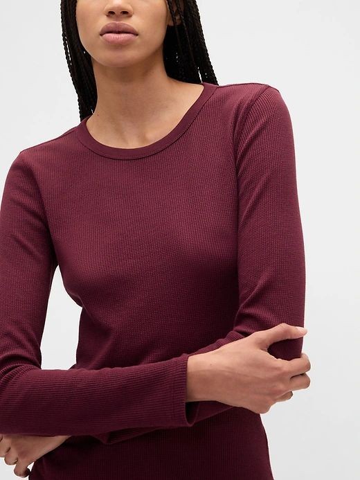Gap Women's Waffle-Knit Crewneck T-Shirt-Sizes S. M. L. XL.XXL- Tuscan Red