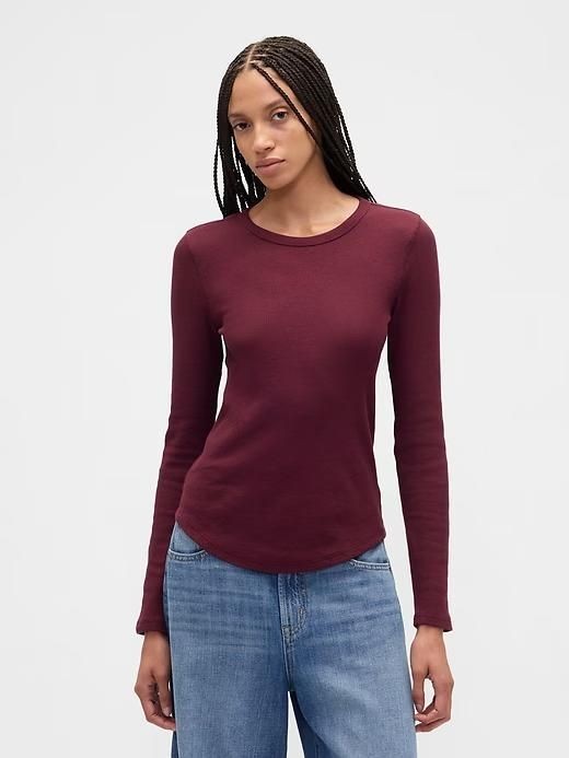Gap Women's Waffle-Knit Crewneck T-Shirt-Sizes S. M. L. XL.XXL- Tuscan Red