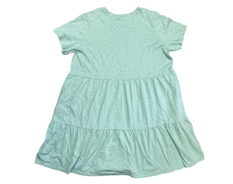 Gap Women Short Sleeve Tiered Dress (Granite Green) Side Pockets Size XXL