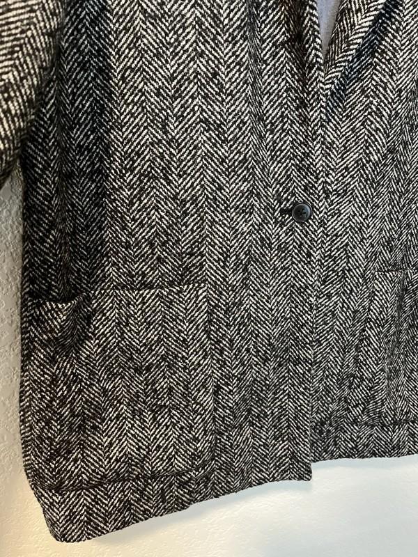 Gap Womens Coat XL Gray Black Herringbone Swing Jacket Button Wool Blend