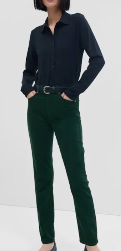Gap Womens Jeans Vintage Slim High Rise Corduroy Hunter Green Ankle 28 6R
