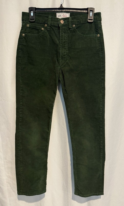 Gap Womens Jeans Vintage Slim High Rise Corduroy Hunter Green Ankle 28 6R