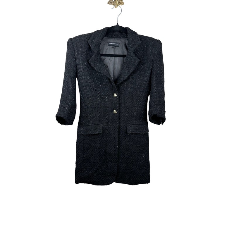 Generation Love Roxy Tweed Mini Dress Black Size XS NEW