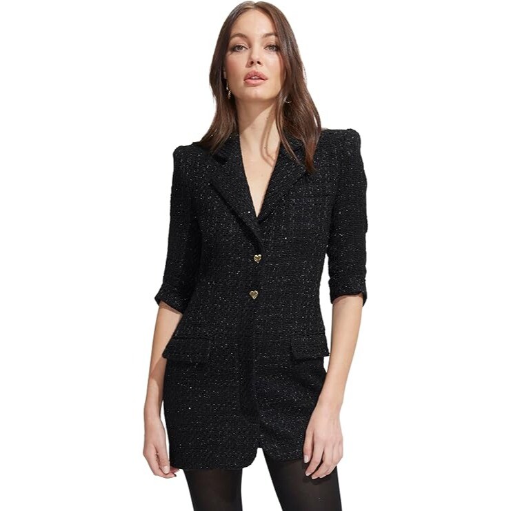 Generation Love Roxy Tweed Mini Dress Black Size XS NEW