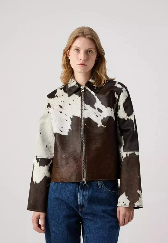 Genuine Women Cowhide Natural Hair On Cow Skin Leather Jacket