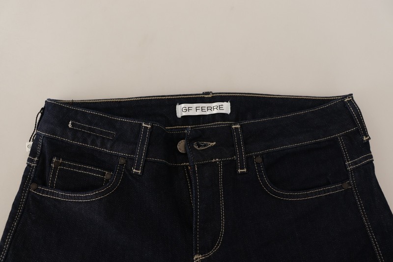 GF FERRE Jeans Black Cotton Stretch Low Waist Skinny Women Denim S. W27 RRP $300