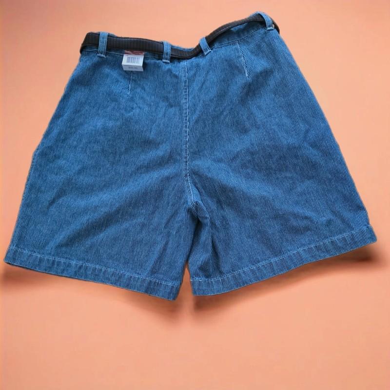 Gloria Vanderbilt Shorts Size 10 Womens Blue With White Crosshatch Stripes