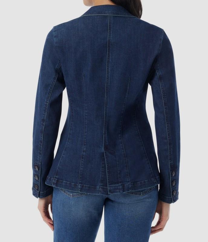 Gloria Vanderbilt Women's Blue Denim One-Button Blazer Coat Jacket Size XL