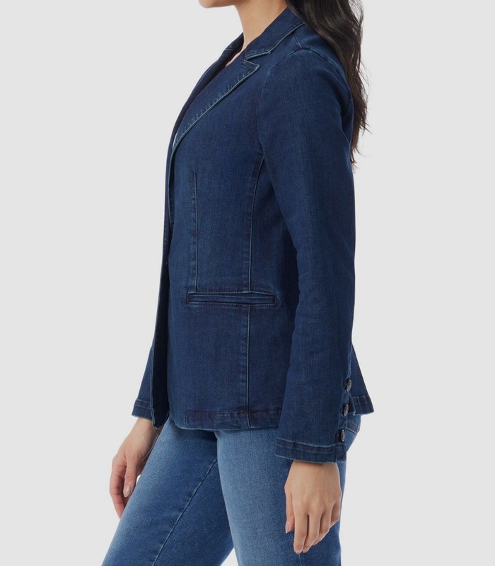 Gloria Vanderbilt Women's Blue Denim One-Button Blazer Coat Jacket Size XL