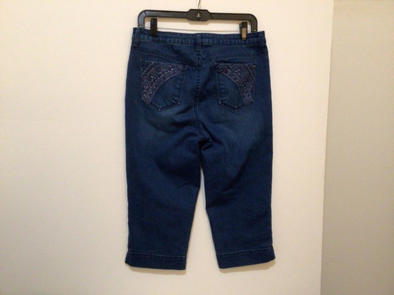 Gloria Vanderbilt Women's Slimming Jean Capri Shorts 10 Sparkle Pockets #CB32-1