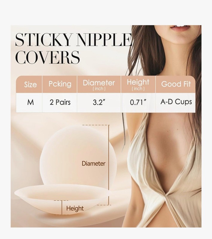 Go Braless Cakes Cover Body Grippy-not-sticky Seamless 2 Pairs Nipple Medium
