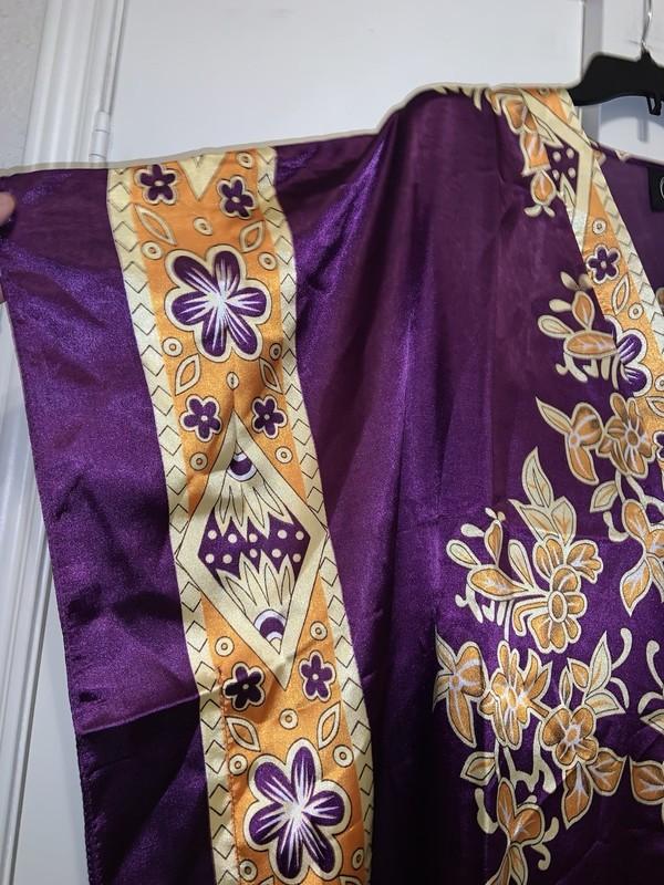 Goddess Winlar Long Kaftan Women Satin Dress One Size Multi Colors Dark Purple