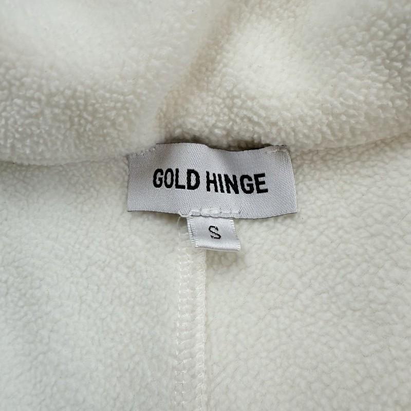 Gold Hinge Women’s MINIMALISTIC HalfZip Fleece Pullover Sz S Ivory W/ Black Trim