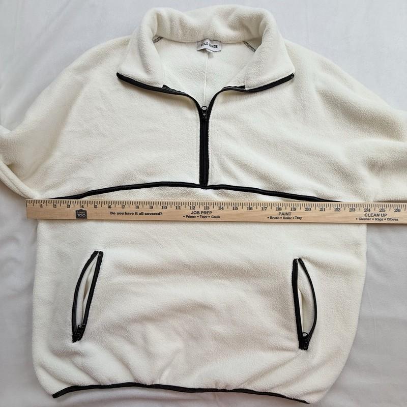 Gold Hinge Women’s MINIMALISTIC HalfZip Fleece Pullover Sz S Ivory W/ Black Trim