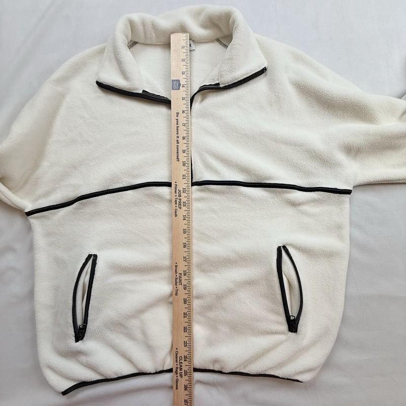 Gold Hinge Women’s MINIMALISTIC HalfZip Fleece Pullover Sz S Ivory W/ Black Trim