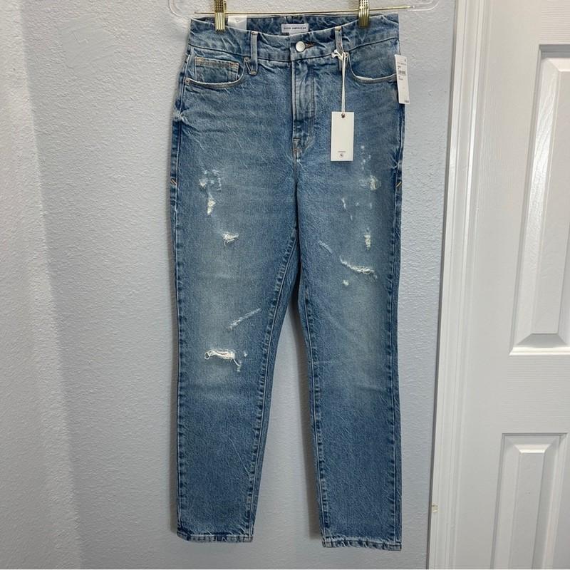 Good American Good Classic Slim Bootcut Blue Jeans Size 0 Waist 25