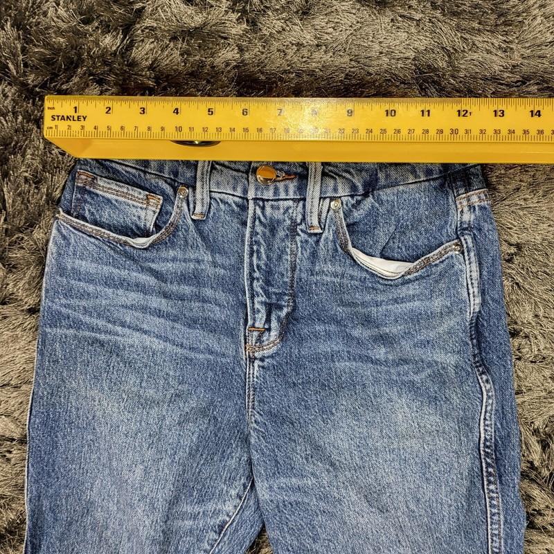 Good American Good Curve Straight Jeans Women's 2 X 26 Blue Distressed Raw Hem
