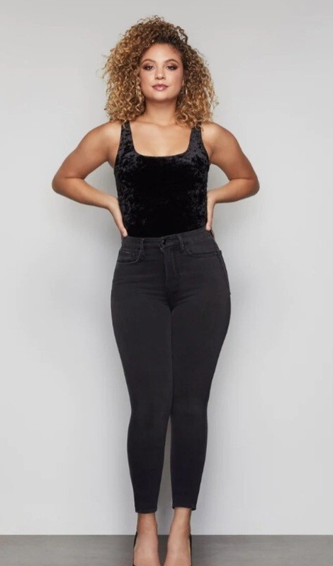 Good American Size 24 Plus Good Legs Extreme V Denim Skinny Jeans NEW NWT Black