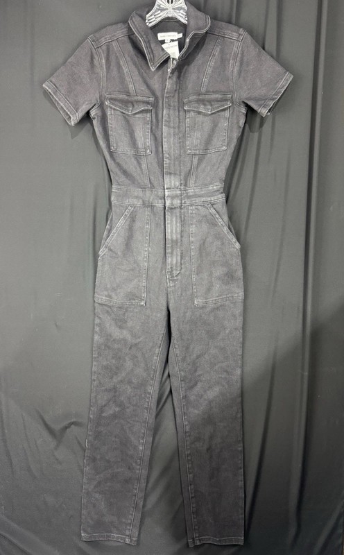 Good American Womens Black Cotton Blend Fit For Success One-Piece Jumpsuit Sz 0