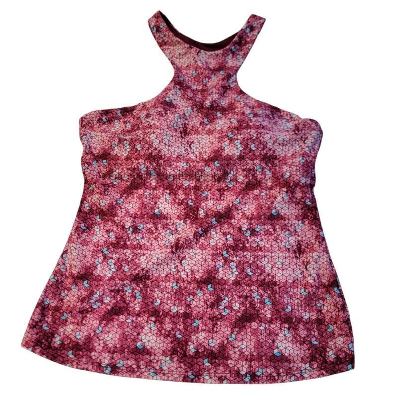 Gossip Swimsuit Tankini Top Sz L Racerback Pink Multi Lightly Padded