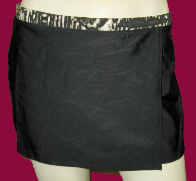 GOTTEX PROFILE black white trim SWIM SKIRT with built in bikini bottom sz- 14