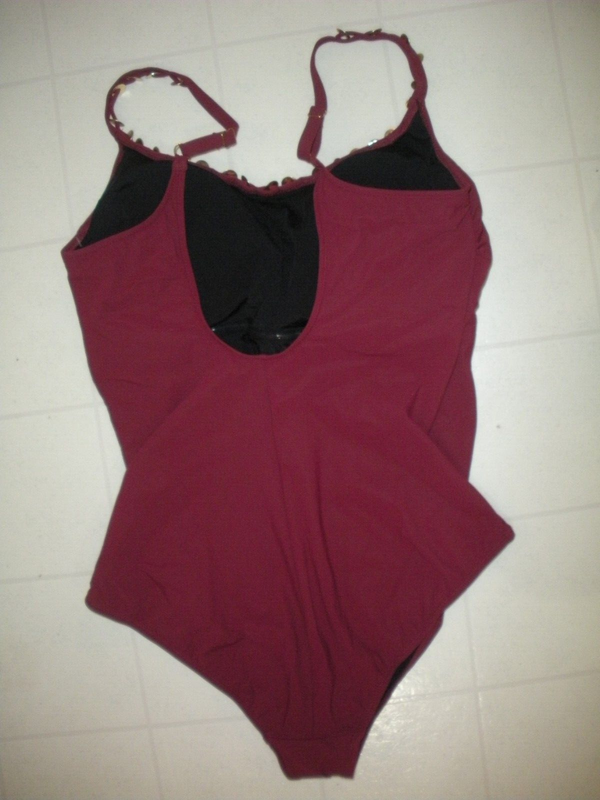 GOTTEX Wine Golden Touch 1 Pc Round Neck Style Swimsuit Sz 10 NWT