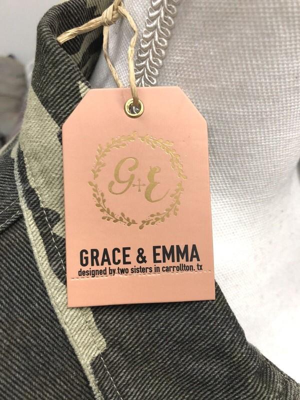 Grace & Emma Womens Right On Target Camo Distressed 100% Cotton Jacket Choose Sz