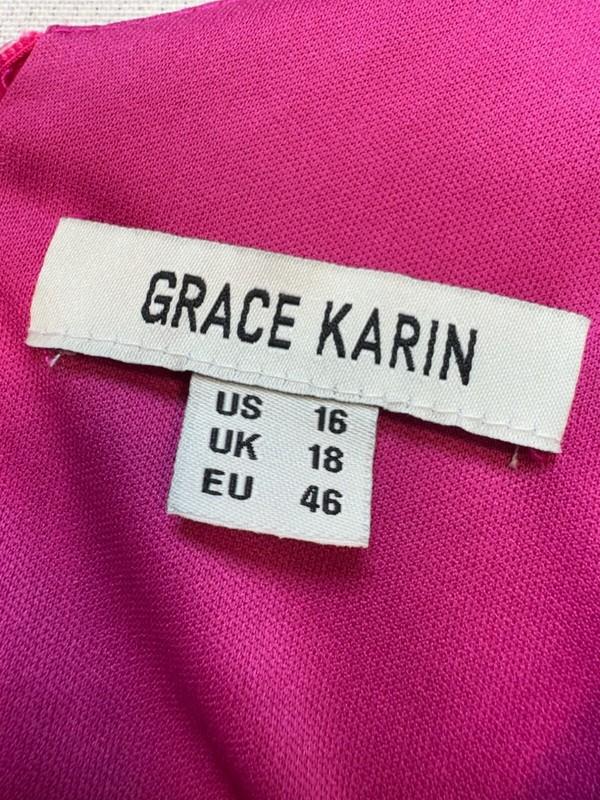 Grace Karin Womens Split Sleeve Sheath Cocktail Dress Size 16 Pink Party Mature