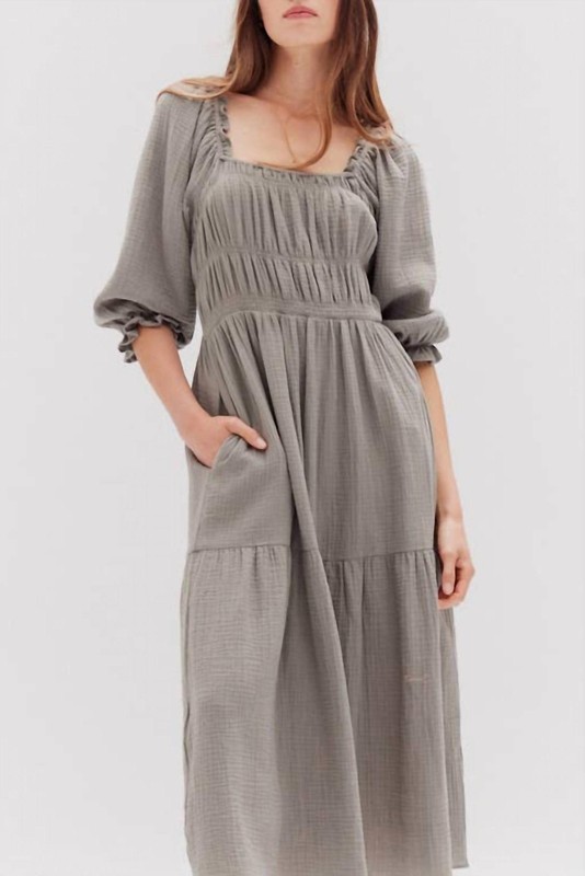 Grade & Gather Cotton Gauze Midi Dress Size S