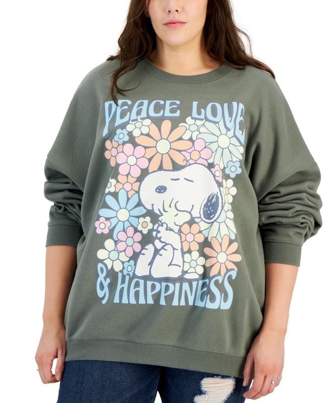 Grayson Threads Crewneck Sweatshirt Green Snoopy Graphic 3X