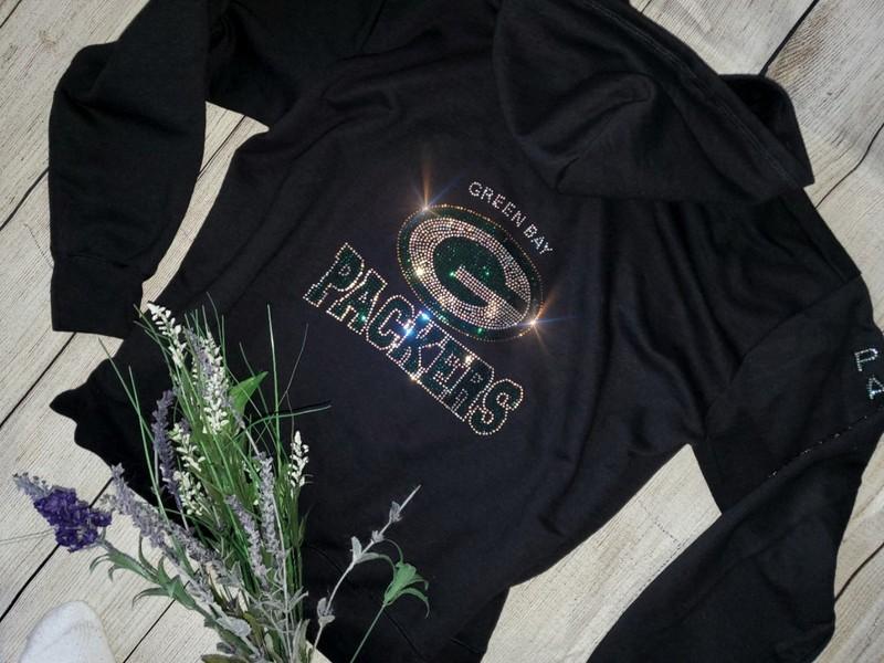 Green Bay Packers Bling Unisex Hoodie Zip Up Or Crewneck Sweatshirt S Thru 3x