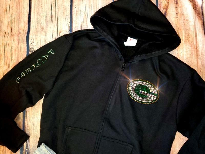 Green Bay Packers Bling Unisex Hoodie Zip Up Or Crewneck Sweatshirt S Thru 3x