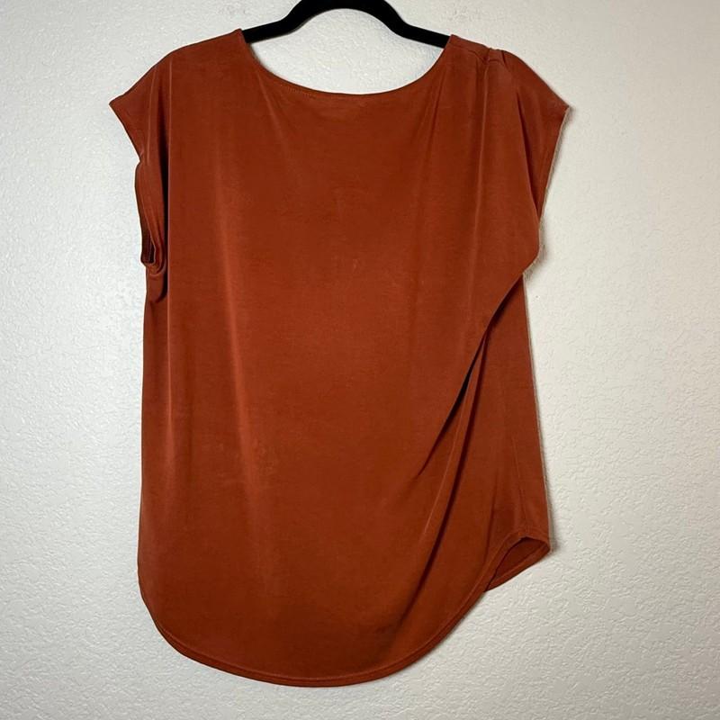 Green Envelope Los Angeles Rust V Neck Short Sleeve Zipper Tunic Top M