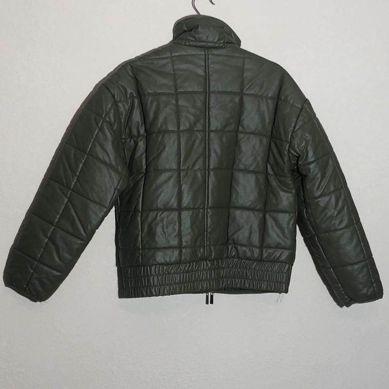 Green Quilted Puffer Jacket Mock Neck Full Zip Size Small JOUJOU