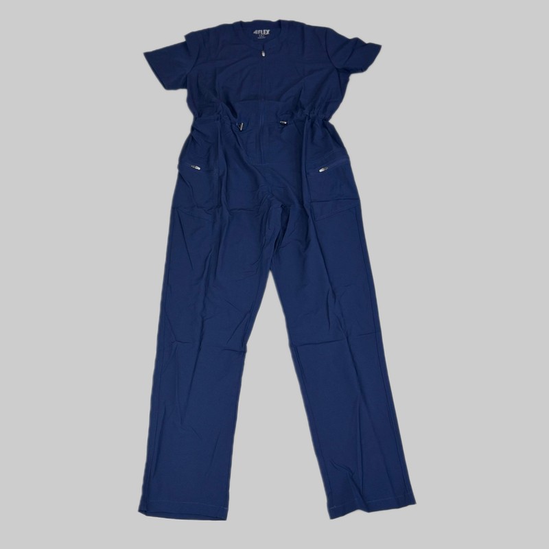 GREEN TOWN 4 Flex Scrubs Jumpsuit Cinch In Waist Women's Sz L Indigo GFX-023AST