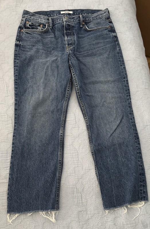 GRLFRND Tatum Mid-Rise Micro Bootcut Only Lies Cropped Cotton Blue Jeans Size 30