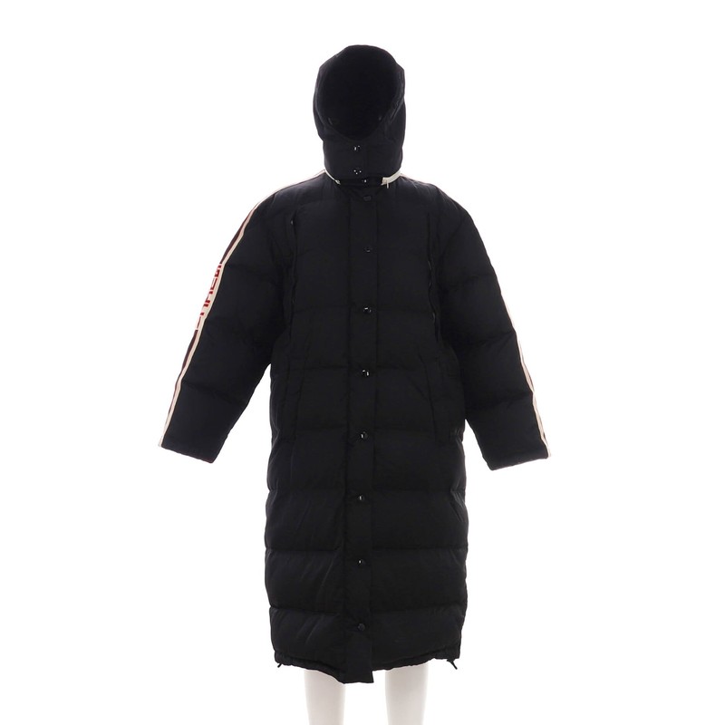 Gucci Women's Detachable Hood Sleeve Logo Long Jacket Quilted Polyamide
