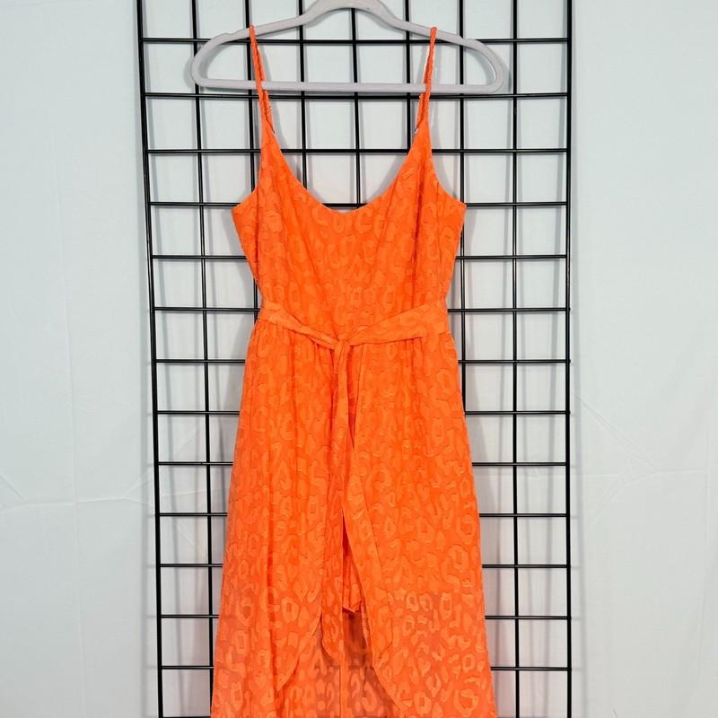 Guess Hi-Low Combination Maxi Dress Romper Womens 4 Orange Chiffon Boho Summer
