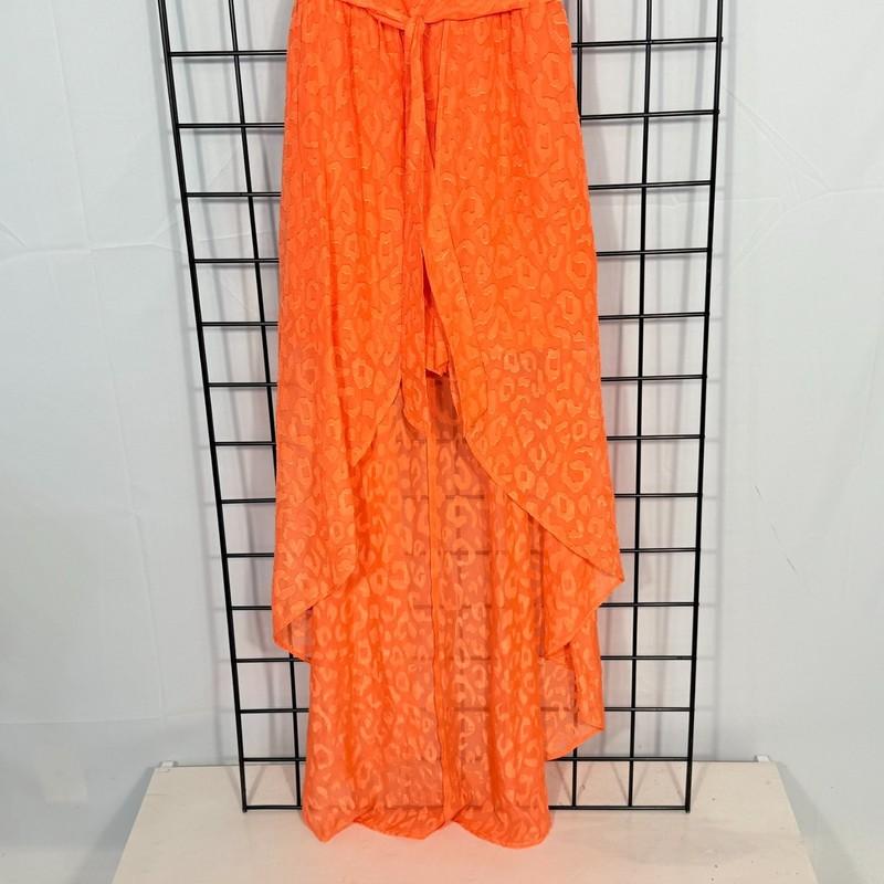 Guess Hi-Low Combination Maxi Dress Romper Womens 4 Orange Chiffon Boho Summer