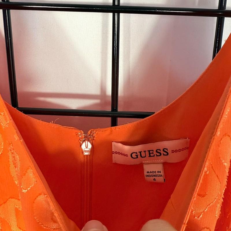 Guess Hi-Low Combination Maxi Dress Romper Womens 4 Orange Chiffon Boho Summer