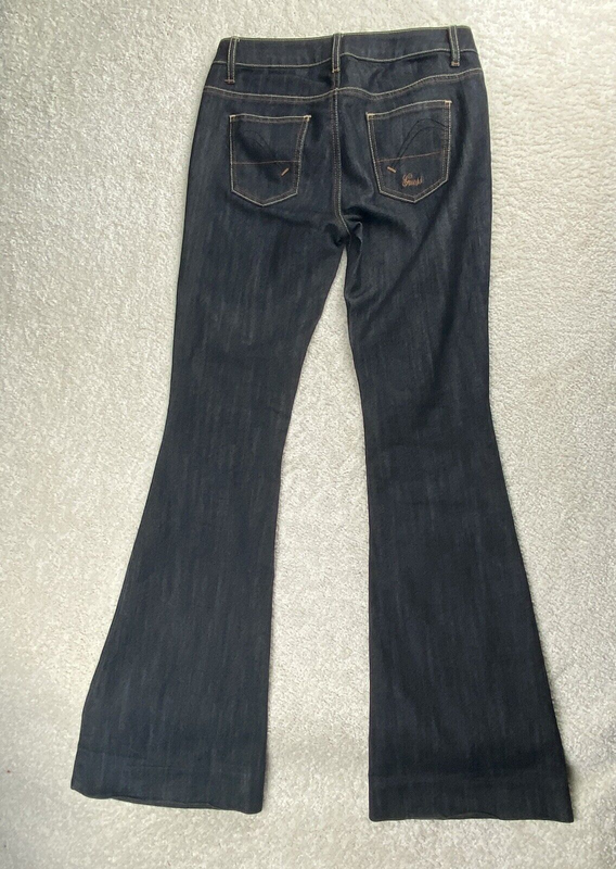 GUESS Jeans Women's 26 Fergie Ultra Flare Low Rise Dark Wash Blue Denim Stretch