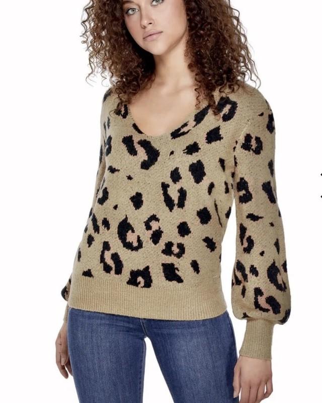 Guess Nala Women's Leopard Sweater Size Medium Leopard/Brown/Multicolor