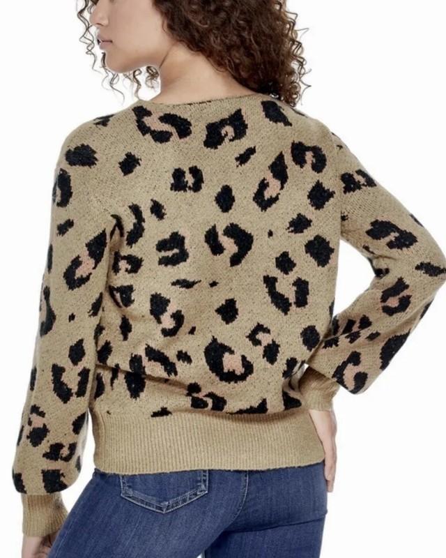 Guess Nala Women's Leopard Sweater Size Medium Leopard/Brown/Multicolor