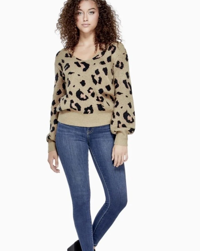 Guess Nala Women's Leopard Sweater Size Medium Leopard/Brown/Multicolor