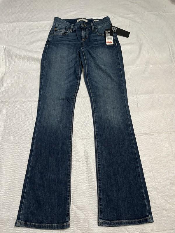 Guess Tailored Mini Boot Jeans Size 25 Slim Fit Blue Dark Wash Stretch Denim NWT