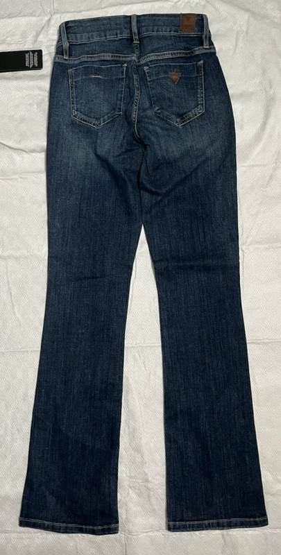 Guess Tailored Mini Boot Jeans Size 25 Slim Fit Blue Dark Wash Stretch Denim NWT