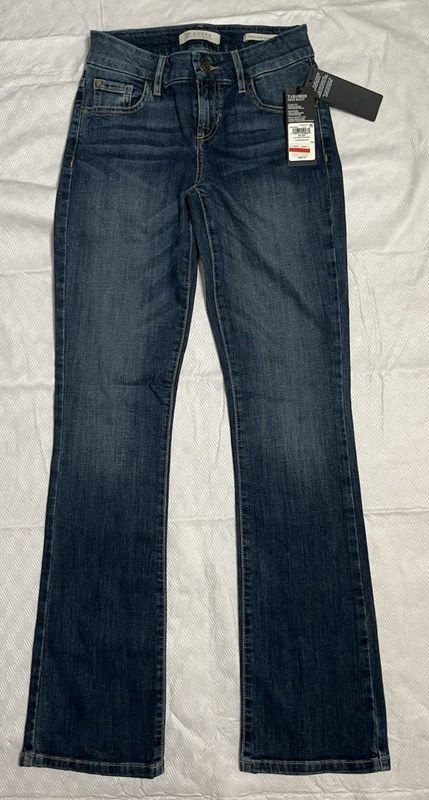 Guess Tailored Mini Boot Jeans Size 25 Slim Fit Blue Dark Wash Stretch Denim NWT