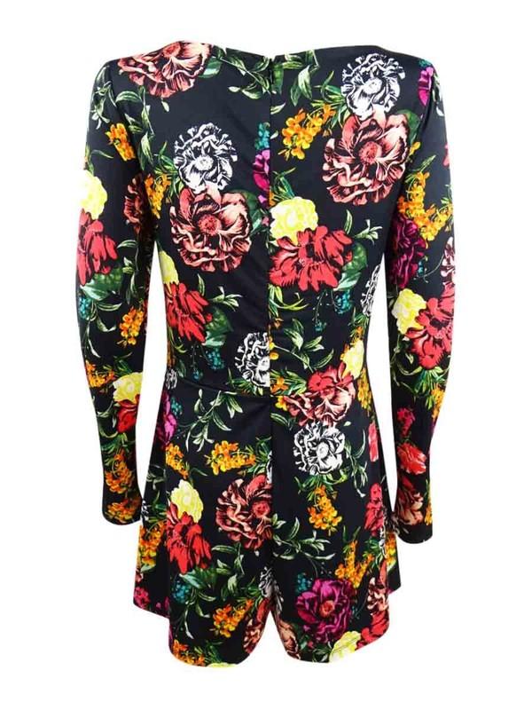 GUESS Womens Laurena Black Floral Cut Out Front Party Romper M BHFO 0788