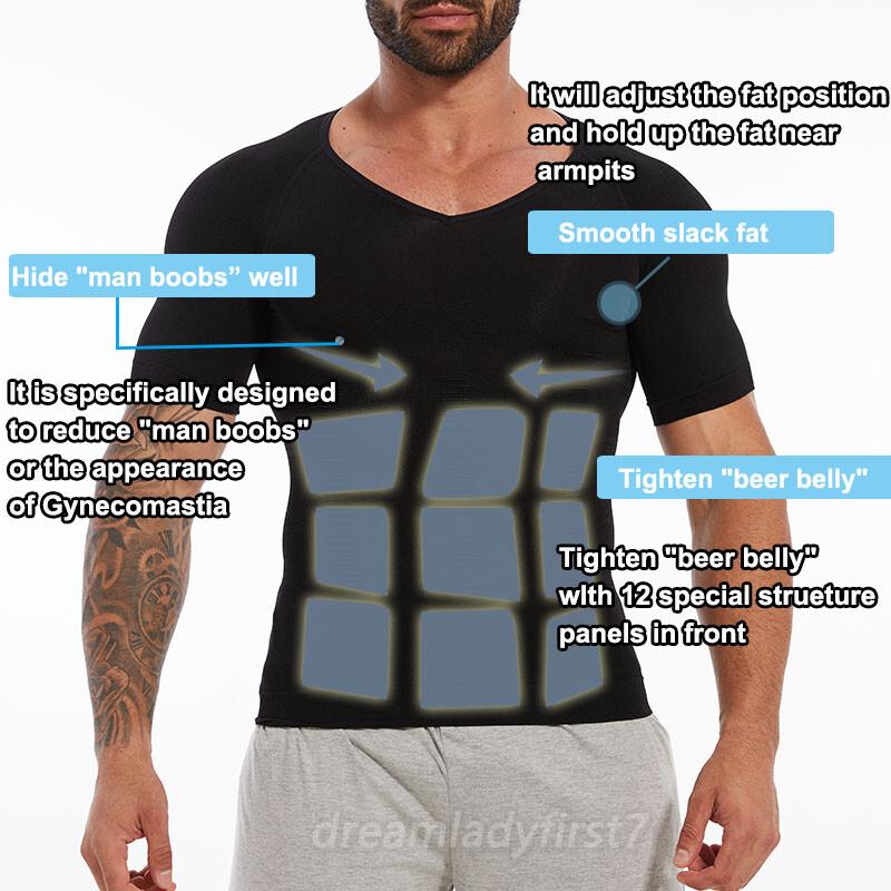 Gynecomastia Compression Shirt For Men Slimming Body Shaper Undershirt Shapewear