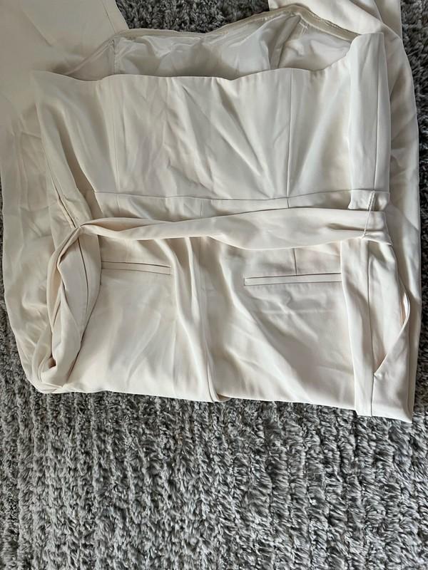 H&M Jumpsuit Womens 18 Zipper Strapless Straight Sweetheart Casual Solid White